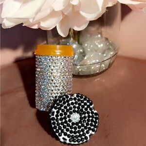 Handmade Luxury Rhinestone Pill Bottle – Silver & Black Bling Organizer